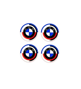 Yeni Nesil BMW 50.yıl Logolu Damla Sticker Jant Göbeği Yapışkanlı Sticker 5.5 cm Uyumlu