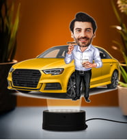 Doğum Günü Hediyesi,Sevgiliye Hediye, Kişiye Özel Fotoğraflı Audi 2 Tasarımlı Erkek Karikatür 3D Led Lamba (Beyaz)