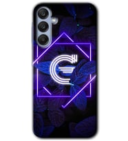 Galaxy A35 Kılıf HD Desen Baskılı Kılıf - Dark Neon Yaprak G Harfi