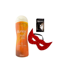 Durex Play 2in1 Ylang Ylang Baştan Çıkartıcı&Kayganlaştırıcı Jel 200 ml + Kırmızı Deri Göz Maskesi + Hediye