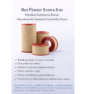 Northcity Bez Flaster 5 cm x 5 m Medikal Sabitleme Bandı Hipoalerjenik Yapışkanlı Cerrahi Bez Flaster