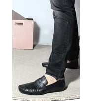 Hakiki Deri  Erkek Loafer Ayakkabı 858MA411 (Siyah)