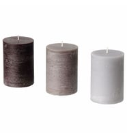 3 Lü Blok Mum 10 Cm IKEA Koyu Renkler-Şenlik Ateşi Kokulu Dekorasyon Mum (Koyu Gri)
