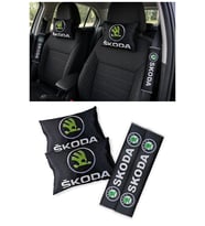 Skoda Araçlar İçin Seyahat Boyun Yastığı & Emniyet Kemer Kılıfı - Dijital Baskılı İkili Konfor Seti