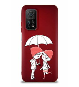 Xiaomi Mi 10T Pro Soft Premier Kapak Aşk Tasarımlı Silikon Kılıf - Mürdüm (Şeffaf)