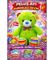 Oturan Kurdeleli Peluş Ayı 30 cm Yumuşak Dokulu Şirin Tasarım (Yeşil)