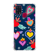 PrintiFy Samsung Galaxy M31 Uyumlu Retro Color 3 Baskılı Şeffaf Köşe Korumalı Antişok Kılıf
