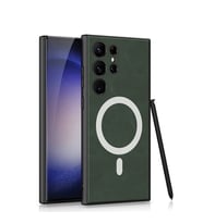 Galaxy S24 Ultra Kılıf M-safe Şarj Özellikli Deri Tasarımlı Zore Kıpta Nubuk Kapak