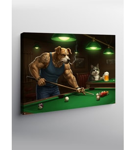 Kanvas Tablo Bilardo Oynayan Köpekler