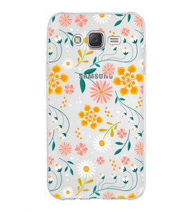 Samsung Galaxy J7 Kapak Çiçek Tasarımlı Şeffaf Silikon Kılıf