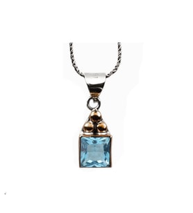 Aquamarine Taşlı Gümüş Otantik Kolye