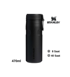 Stanley The IceFlow Twist Flip Termos 0.47 LT Termos Kupa Kamp Matara (Siyah)