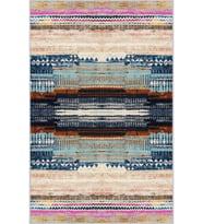 Eliana Home Baskılı, Yıkanabilir Kaymaz Taban Salon Halısı LNA1776 100x150 cm (Mavi)