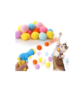 Pribor İnteraktif Kedi Oyun Tabancası - 20 Adet Peluş Toplarla Birlikte (Çok Renkli)