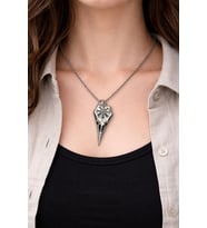 Unisex Gümüş Renk Kartal Kafası Kolye 60 cm Metal Zincir Kadın Erkek