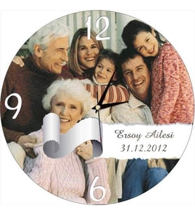 Aile Resimli Duvar Saati (Çok Renkli)
