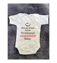Yazılı Zıbın AnneAnnem Bakar Yazılı Bebek Zıbını