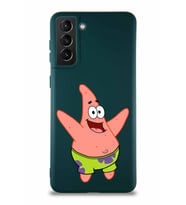 Samsung Galaxy S21 Plus Soft Premier Kapak Patrick Yıldız Tasarımlı Silikon Kılıf - Yeşil (Şeffaf)