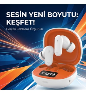 Gerçek Kablosuz TWS Kulak İçi Kulaklık, ANC ve ENC Derin Gürültü Önleyici, LED Pil Göstergeli, 240 Saat Uzun Pil Ömrü