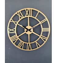 Gowpenart Roma Rakamlı Metal Gold - Altın Duvar Saati / Hediye Saat / Dekoratif Saat 1,5 mm Kalınlık