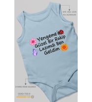 Yengeme güzel bir yazılı Sıfır Kollu Bebek Zıbını %100 Pamuk