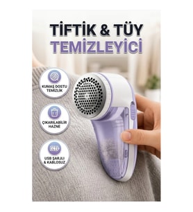 USB Şarjlı Tiftik ve Tüy Temizleme Makinesi – Çıkarılabilir Hazne, Anti-Statik Fırça