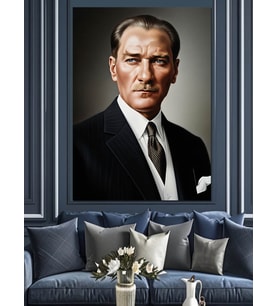 Mustafa Kemal Atatürk Portresi Dekoratif Kanvas - Mdf Ahşap Tablo