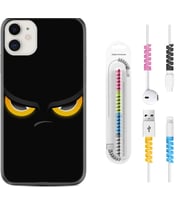 Apple iPhone 11 12 13 Mini Kılıf Kablo Koruma Spiral Silikon Black Eyes 1644