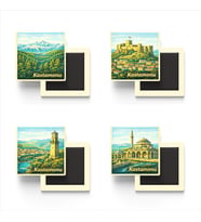 Kastamonu - Baskılı Buzdolap Magneti Kare - 9x9 cm - 4 Adet