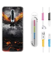 Oppo Reno 2Z 4 Lite 4 Pro 5 6 7 A31 Kılıf Kablo Koruma Spiral Silikon Ateş Kartalı 1766