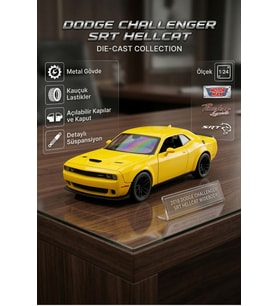 Motor Max 1:24 Ölçek 2018 Dodge Challenger SRT Hellcat Widebody Diecast Model Araba - Sarı