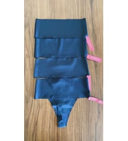 4 ADET 1 PAKET Lacivert Basic Lazer Kesim Esnek Iz Yapmayan Yüksek Bel Tanga Külot