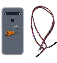 TCL 10L 10 Plus 10SE 20E 20SE 30 L7 Kılıf Boyun Asklı Rasta Silikon Orange Escape 1374