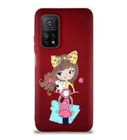 Xiaomi Mi 10T Pro Soft Premier Kapak Vespagirl Tasarımlı Silikon Kılıf - Mürdüm (Şeffaf)