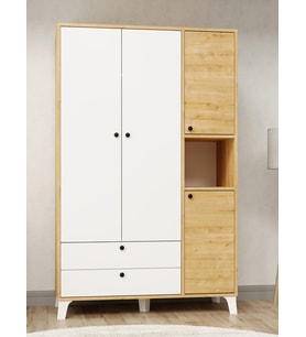 Kuzeylife 4 Kapaklı 6 Raflı Ekstra Derin Gardrop-52 cm Derinlik