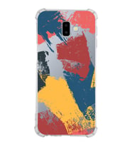 Samsung Galaxy J6 Plus  Köşe Korumalı Antişok Kapak Brush Stroke Tasarımlı Şeffaf Silikon Kılıf