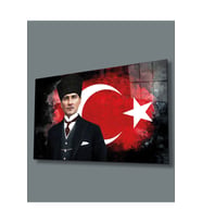 Miyrem Glasses Collection -A1^#  Atatürk ve Ay Yıldız Cam Tablo (Çok Renkli)