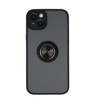 iPhone 14 Kılıf Montreal Yüzüklü Silikon Kapak - Siyah