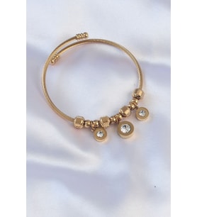 316L Çelik Gold Renk Zirkon Taşlı Model Charm Bileklik 5886 - HPSBYI8999-4858