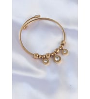 316L Çelik Gold Renk Zirkon Taşlı Model Charm Bileklik 5886 - HPSBYI8999-4858