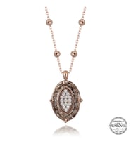 Crystal Taşlı Ros Top Oval 925 Ayar Gümüş Kolye