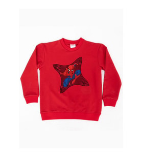 Spiderman baskılı örümcek adam pamuklu kumaş çocuk sweatshirt (Kırmızı)