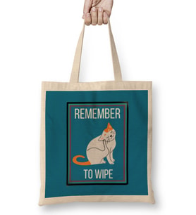 REMEMBER TO WIPE CAT Bez Çanta Uzun Saplı