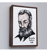 Çerçeveli Alexander Graham Bell Dekoratif Kanvas Tablo (Siyah)