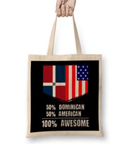 50% Danish 50% American %100 Awesome Immigrant Bez Çanta Uzun Saplı
