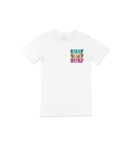 Surf Surf Surf Cep Logo Tasarımlı Beyaz Tişört