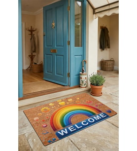 Valerine Life Kapı Önü Paspası 45x70cm Kaymaz Taban Dekoratif iç Dış Mekan Emojili Gökkuşağı