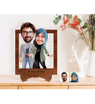 BK Gift Kişiye Özel Sevgililer Karikatürlü Ahşap Standlı 3D Biblo-60 (Beyaz)