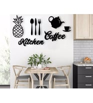 BK Home Kitchen Coffee Ahşap Duvar Yazısı (Siyah)