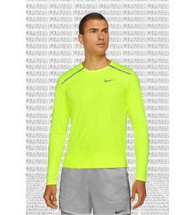 Nike Men's Long Sleeve Dry Miler Running Shirt Uzun Kollu Erkek Koşu Üstü Tişörtü Sarı